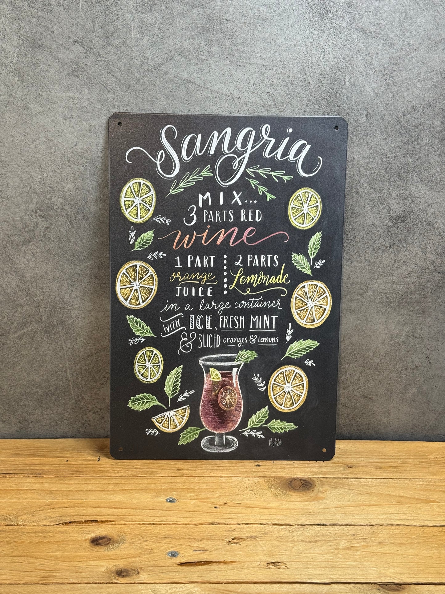 Plaque métal Cocktail Sangria
