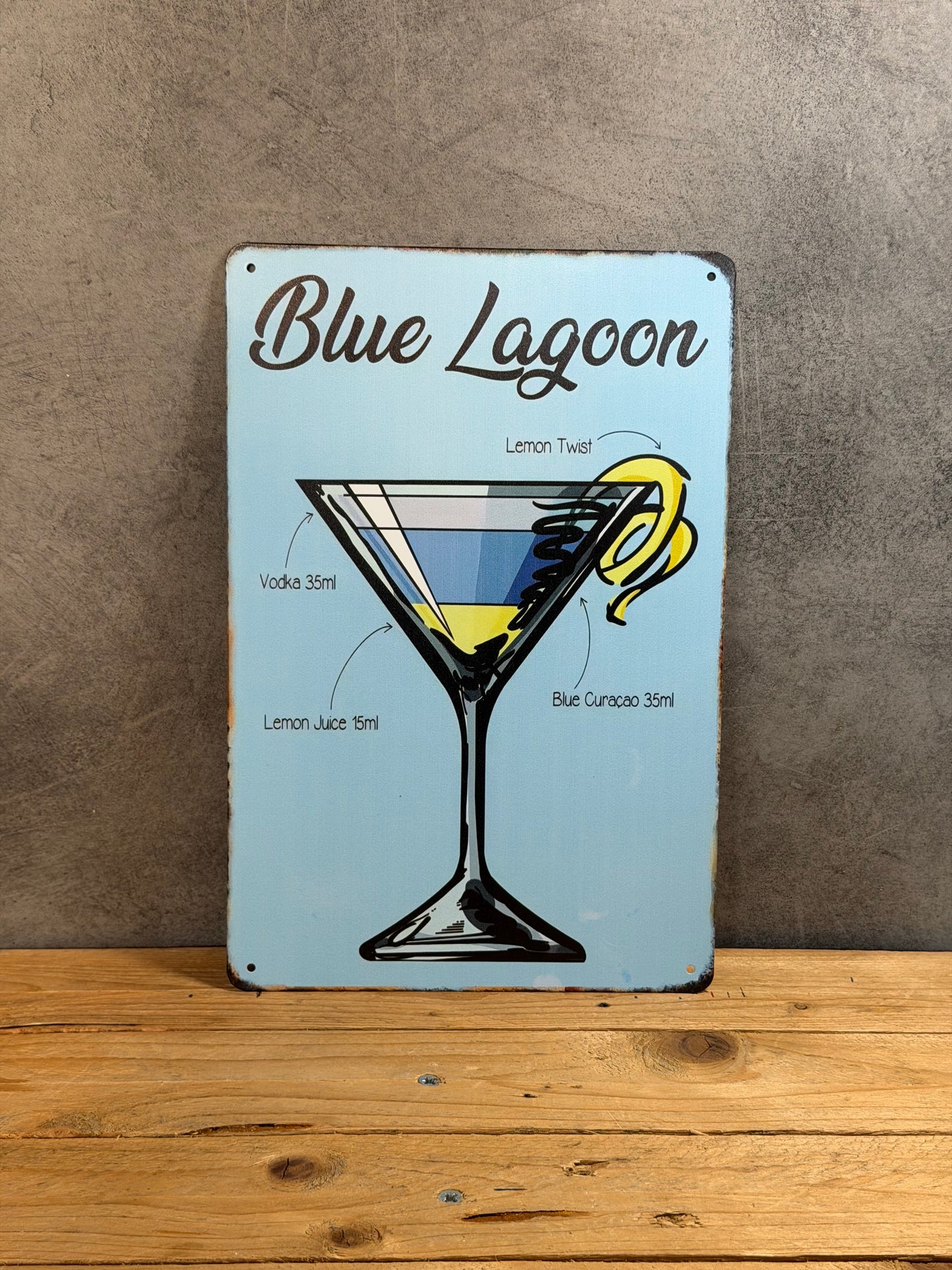 Plaque métal Cocktail Blue Lagoon 779