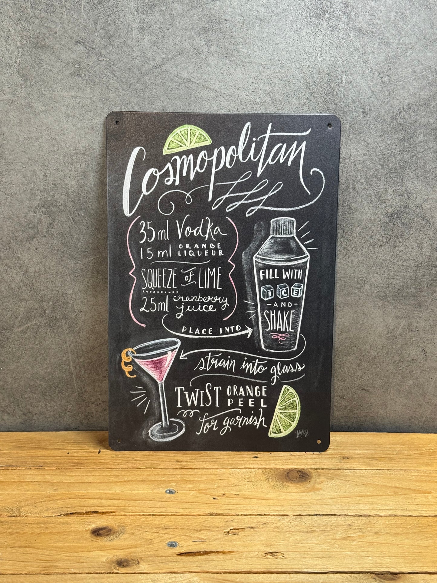 Plaque métal Cocktail Cosmopolitan 790