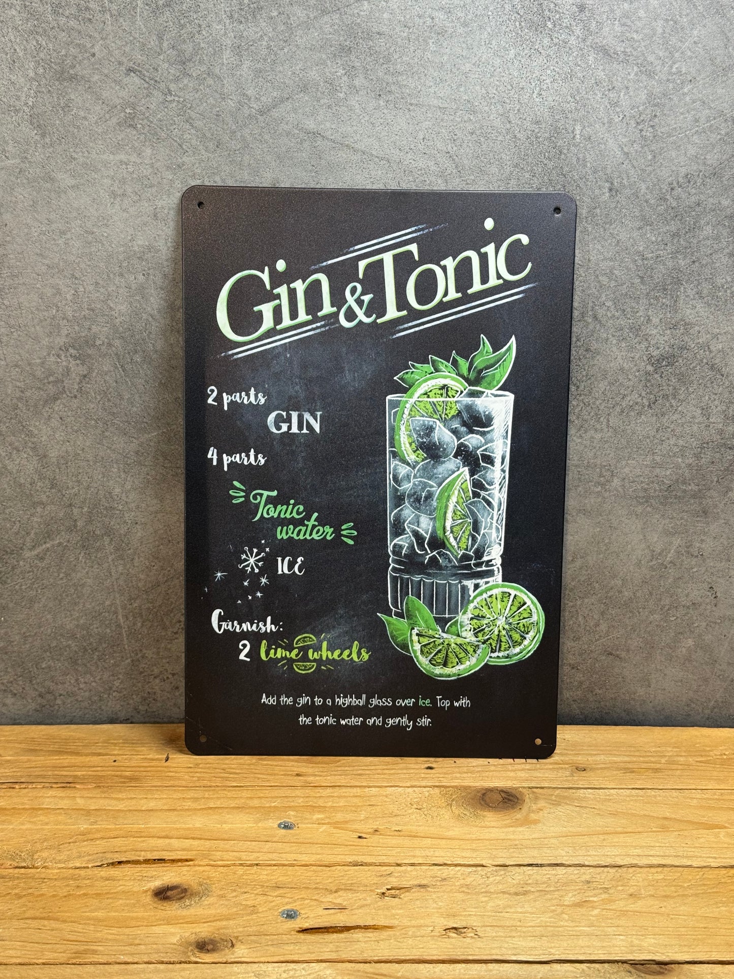 Plaque métal Cocktail Gin Tonic 401