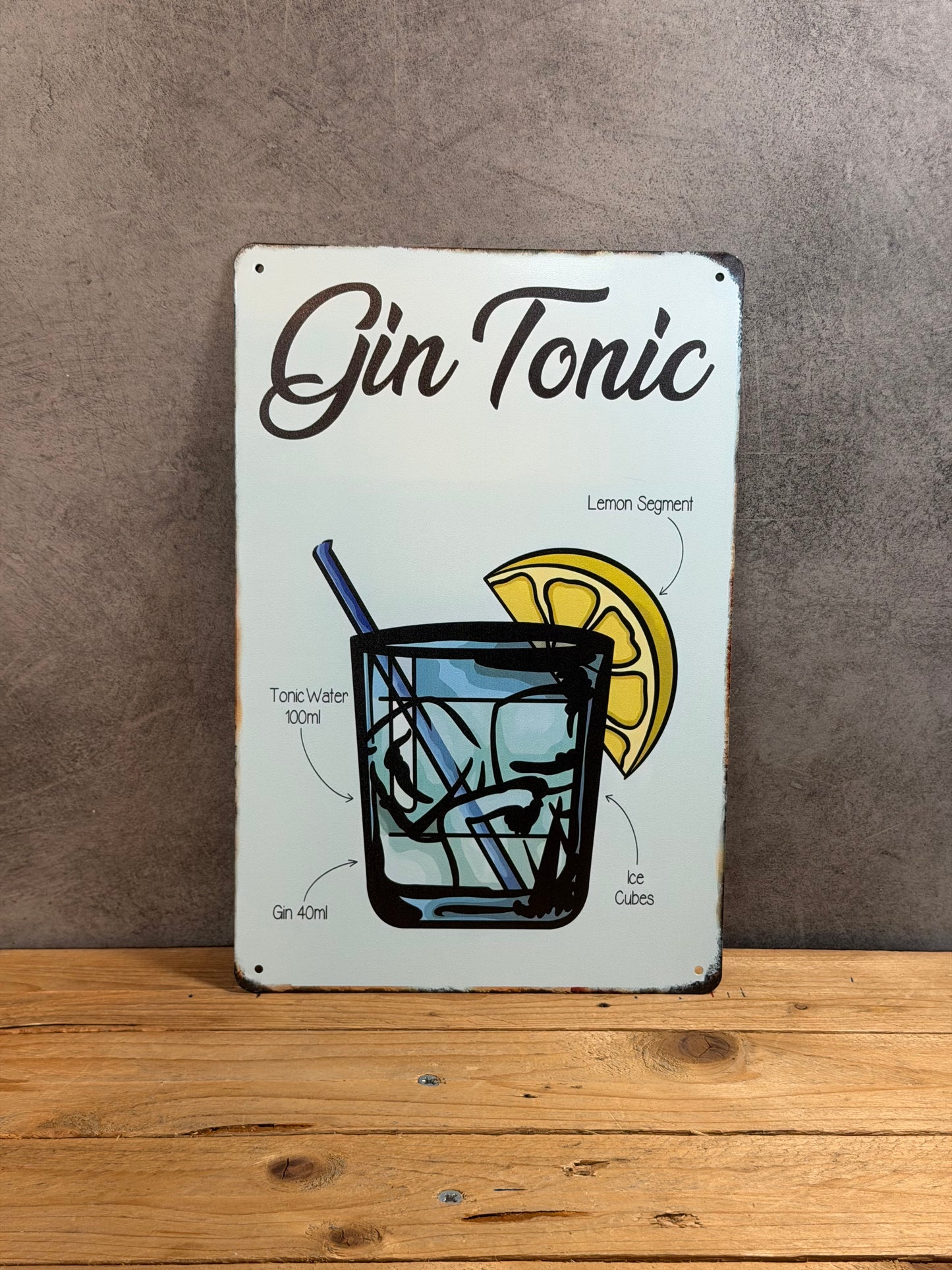 Plaque métal Cocktail Gin Tonic 765