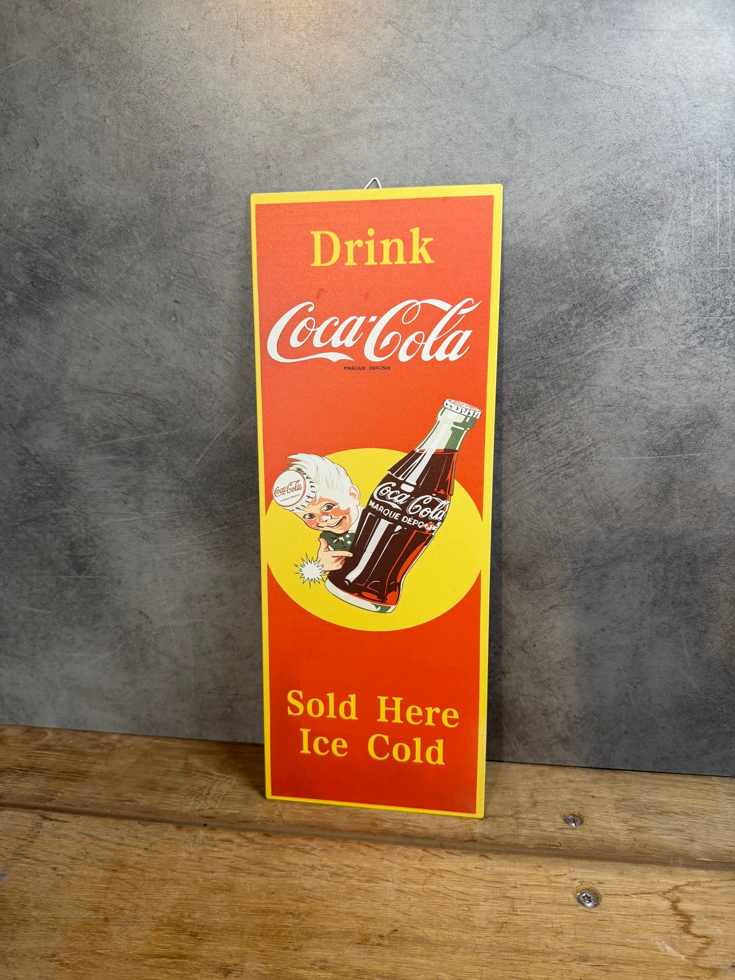 Plaque métal Logo Coca-Cola 15x40cm