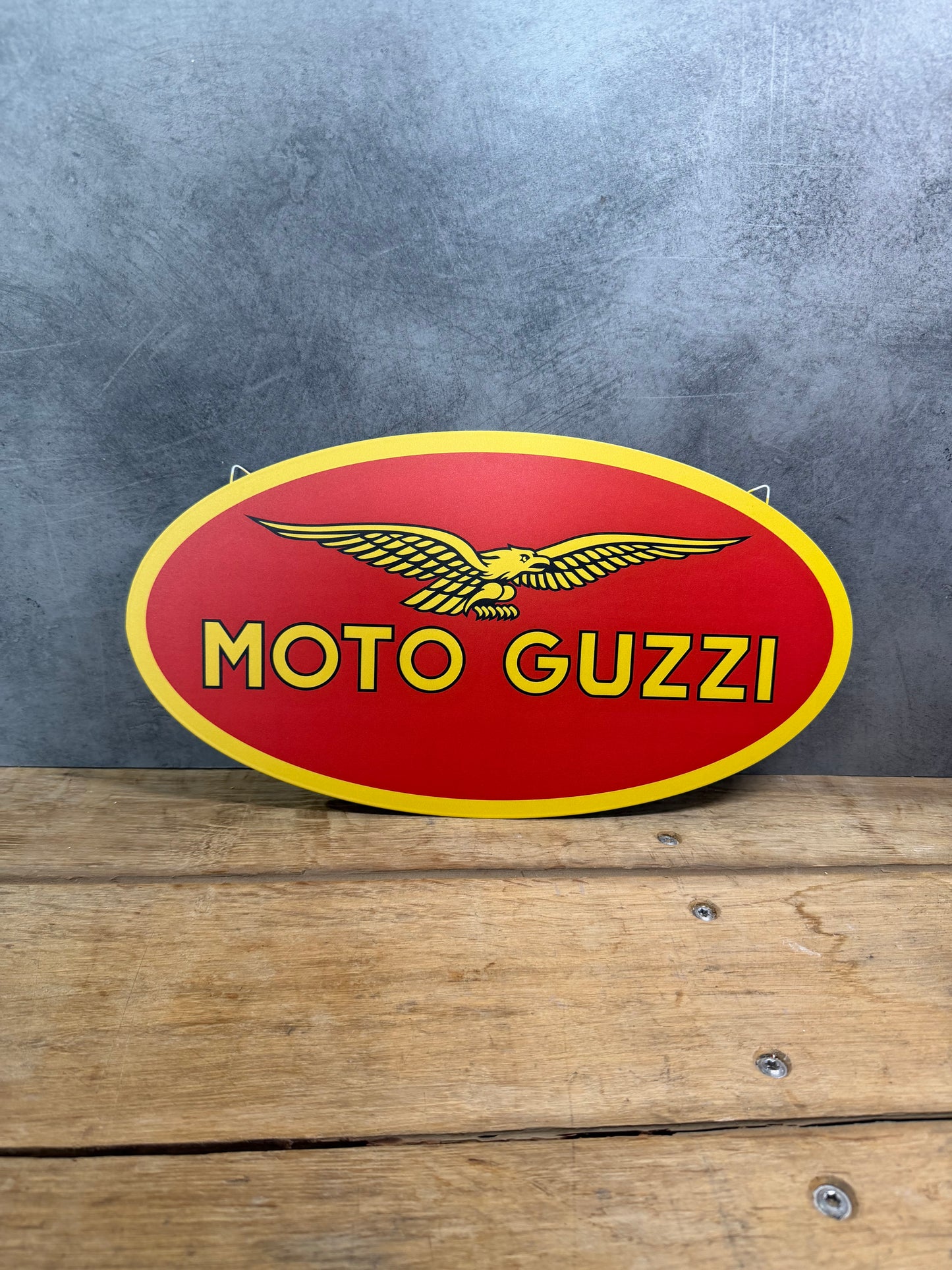 Plaque métal Logo Moto Guzzi 22x40cm