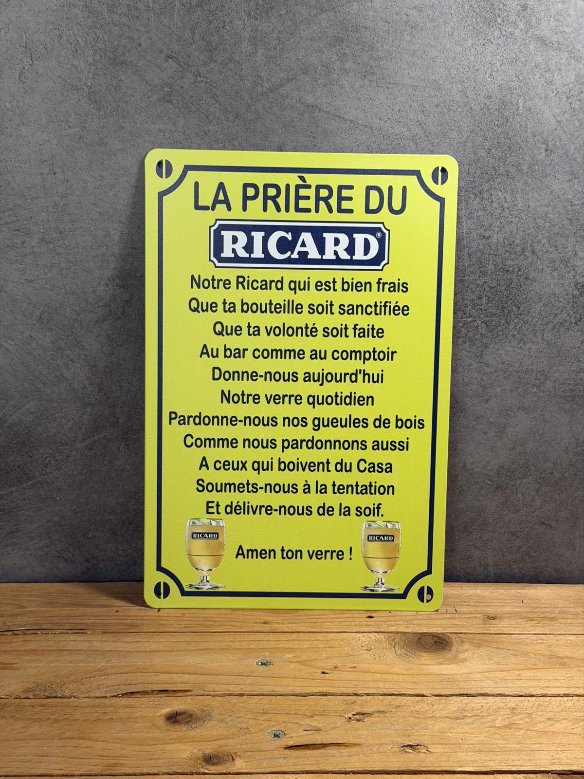 Plaque métal Prière Ricard 270