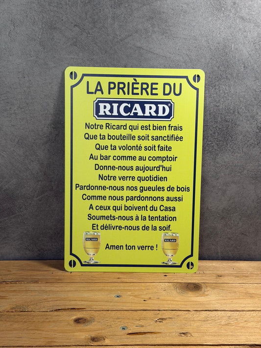 Plaque métal Prière Ricard 270
