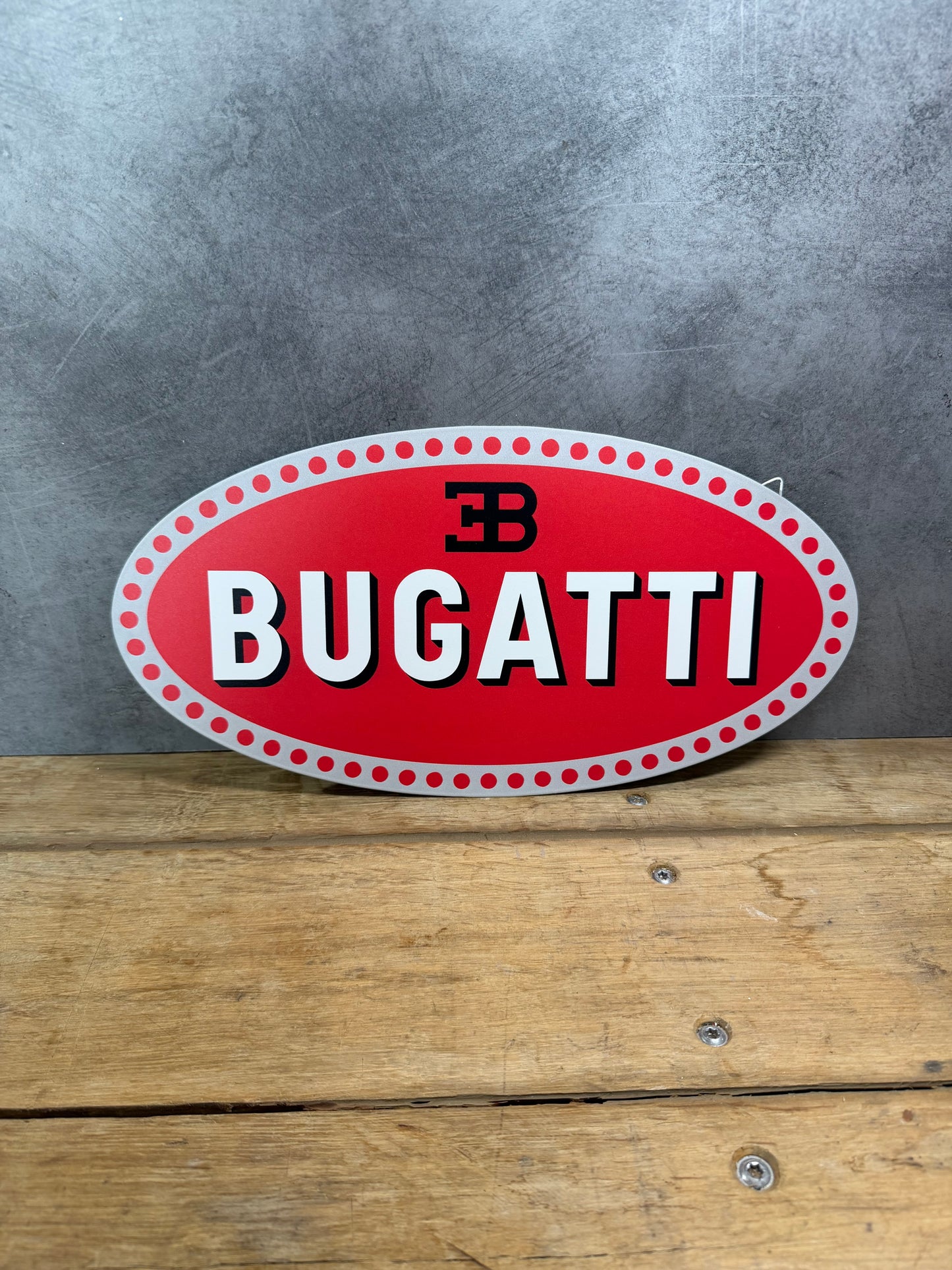 Plaque métal Logo Bugatti 21x40cm