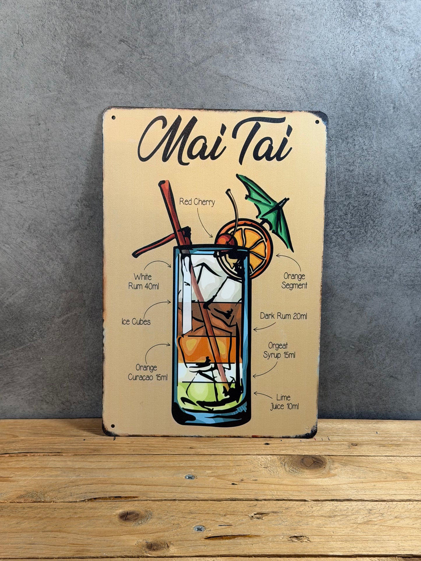 Plaque métal Cocktail Mai Tai