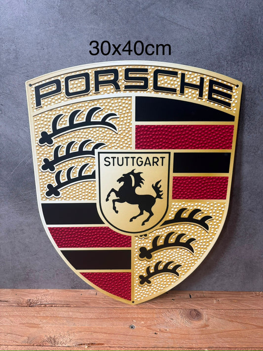 Plaque métal Logo Porsche 30x40cm