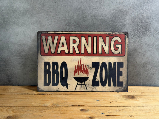 Plaque métal Warning BBQ 948