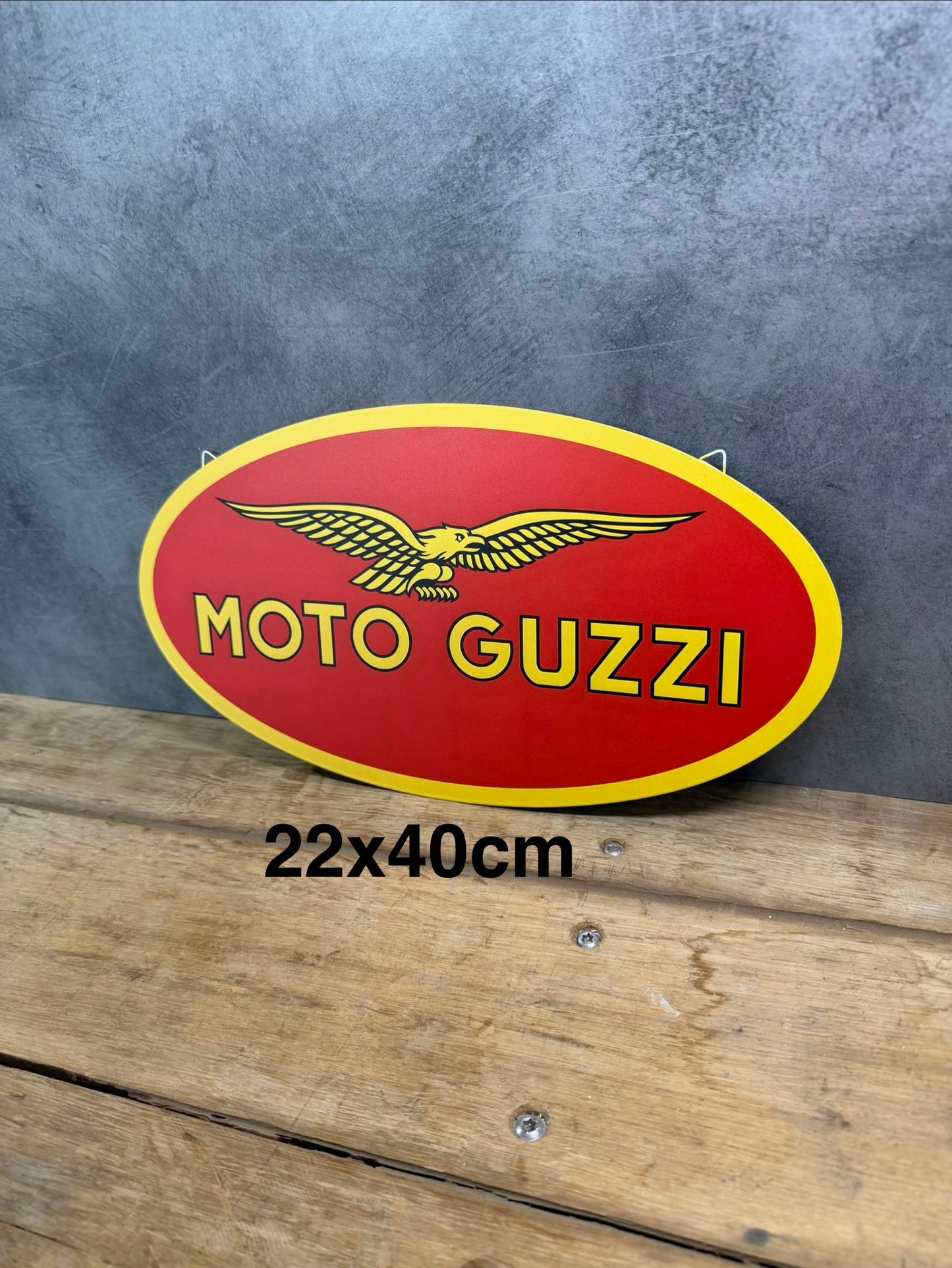 Plaque métal Logo Moto Guzzi 22x40cm