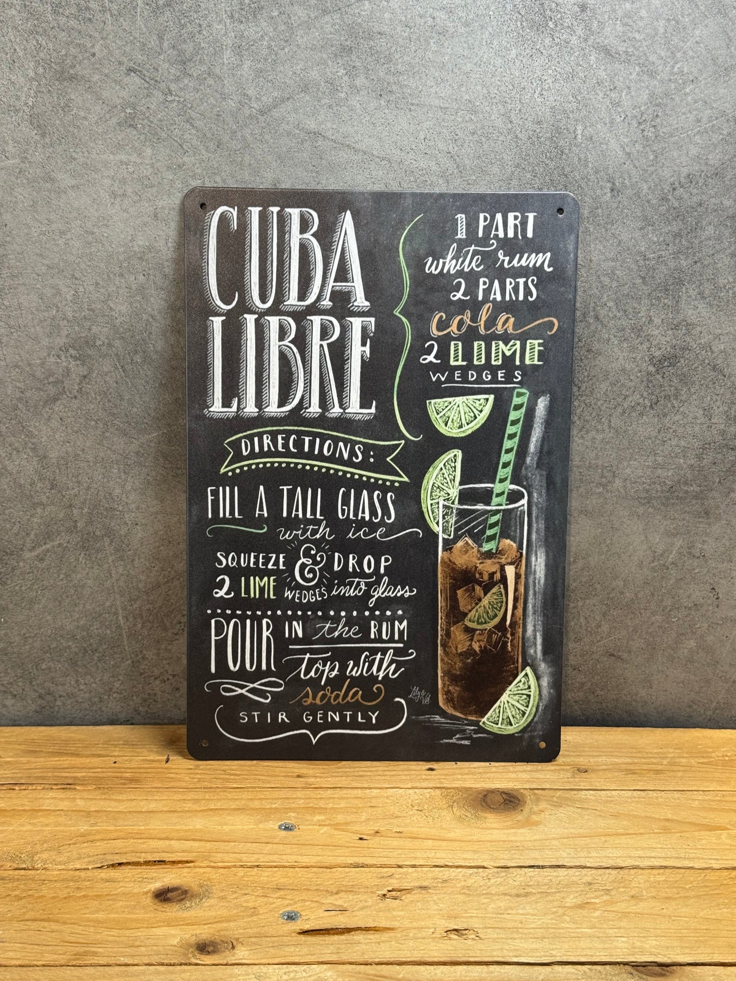 Plaque métal Cocktail Cuba Libre 784