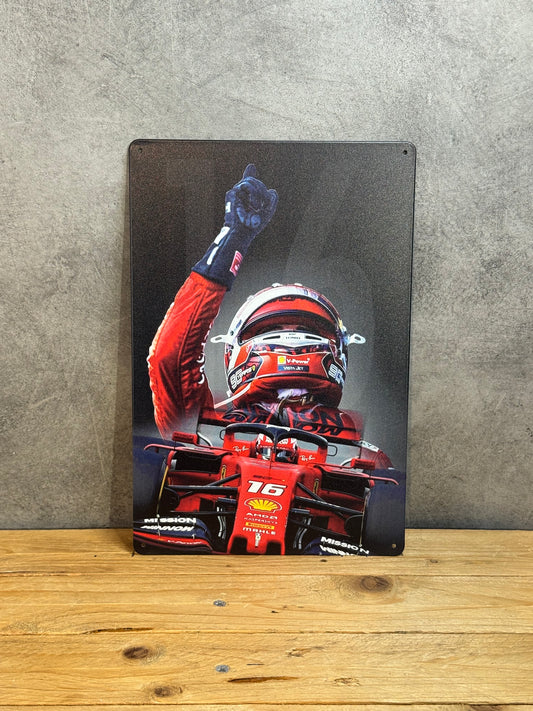 Plaque métal Ferrari Charles Leclerc 031
