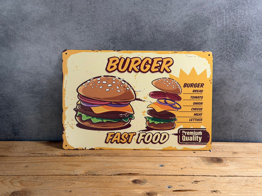 Plaque métal Hamburger 100