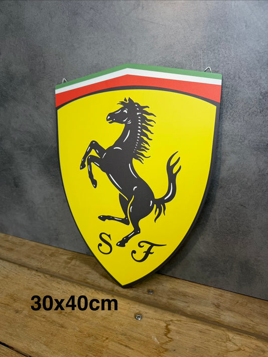 Plaque métal Logo Ferrari 30x40cm