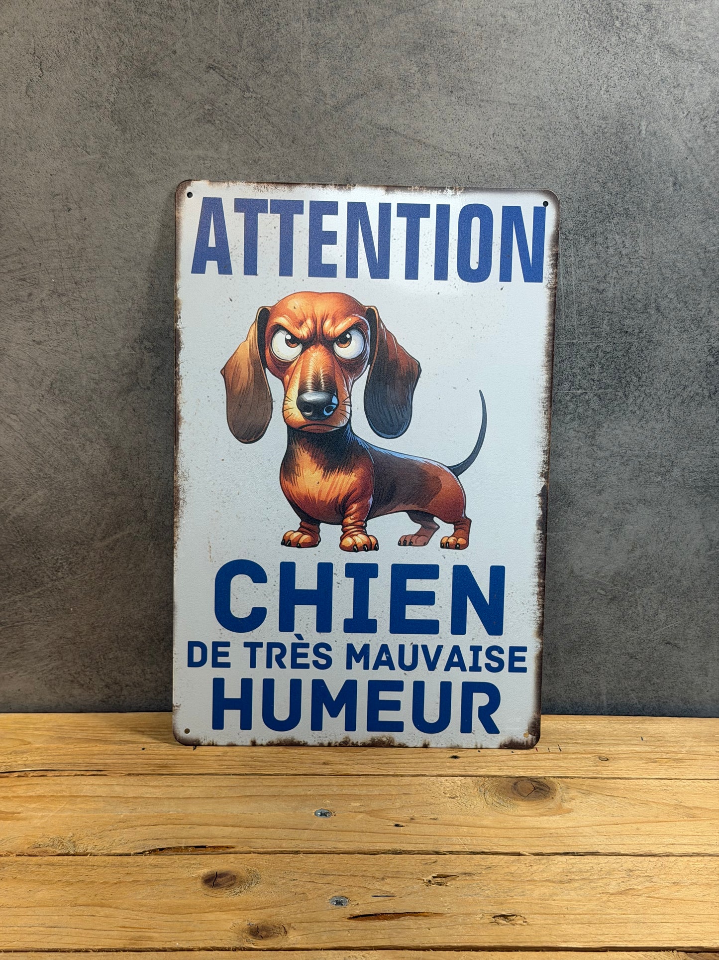 Plaque métal Attention Chien Humeur 487
