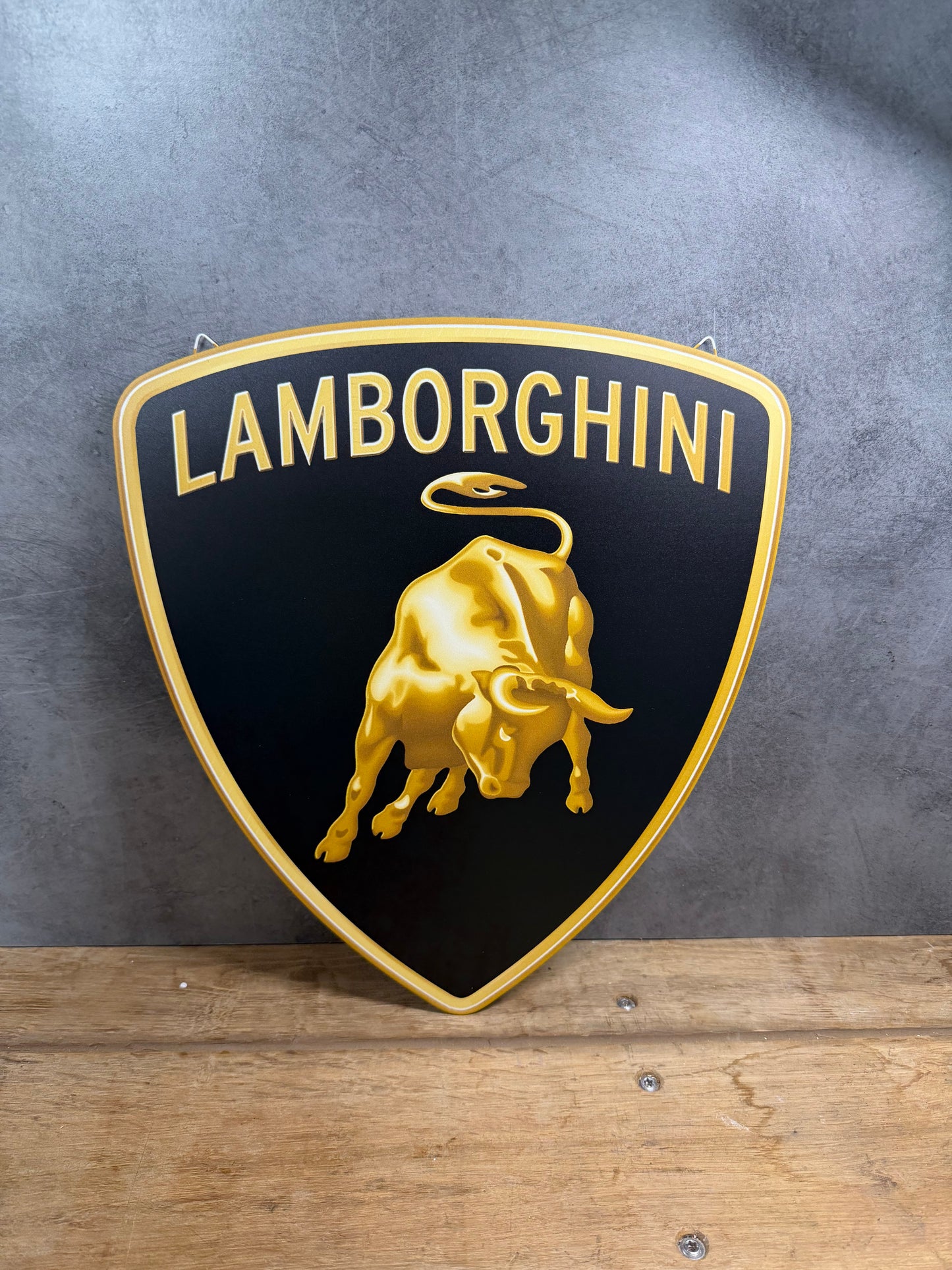 Plaque métal Logo Lamborghini 36x40cm