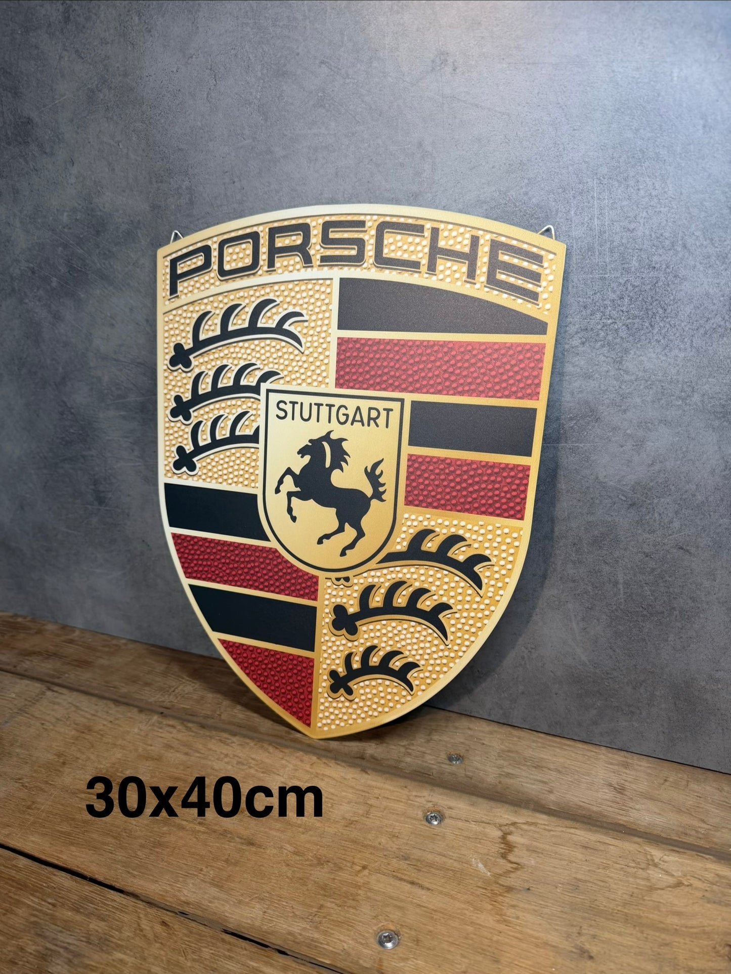 Plaque métal Logo Porsche 30x40cm