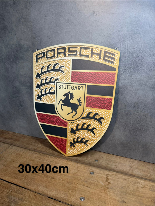 Plaque métal Logo Porsche 30x40cm