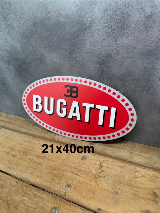 Plaque métal Logo Bugatti 21x40cm