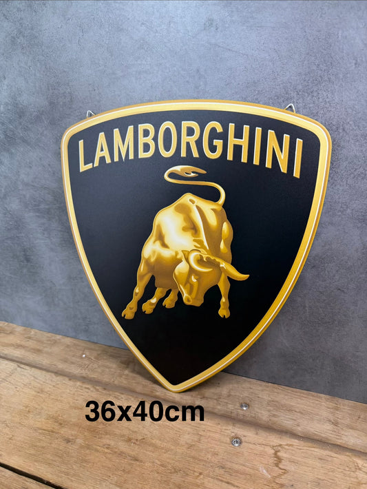 Plaque métal Logo Lamborghini 36x40cm