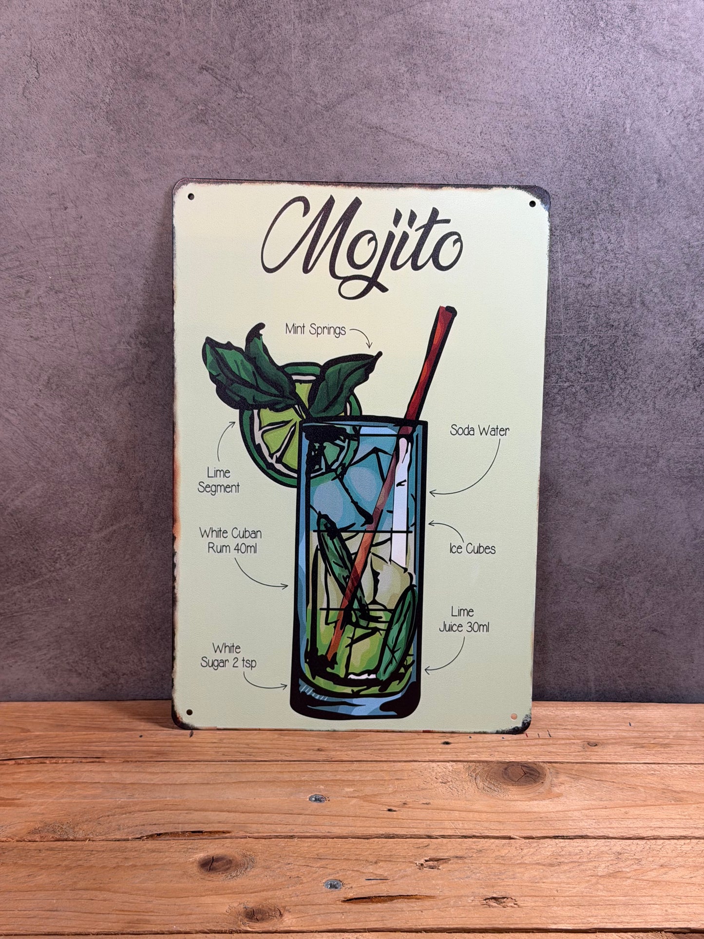 Plaque métal Cocktail Mojito 772