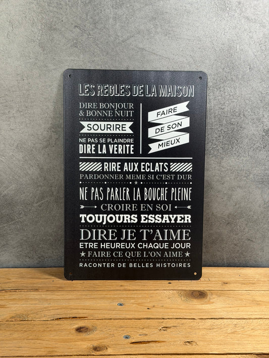 Plaque métal Règles Maison 615