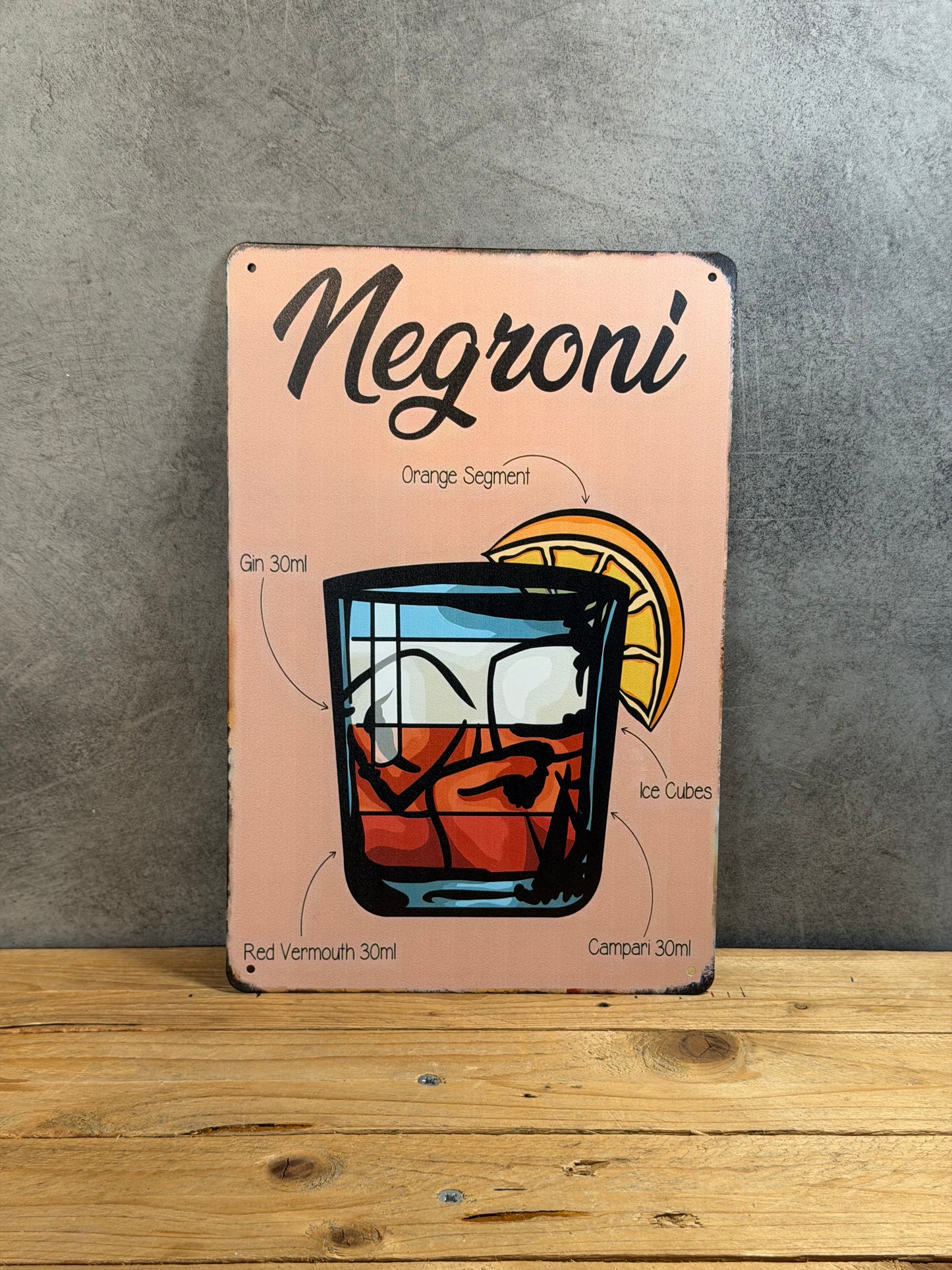 Plaque métal Cocktail Negroni 764
