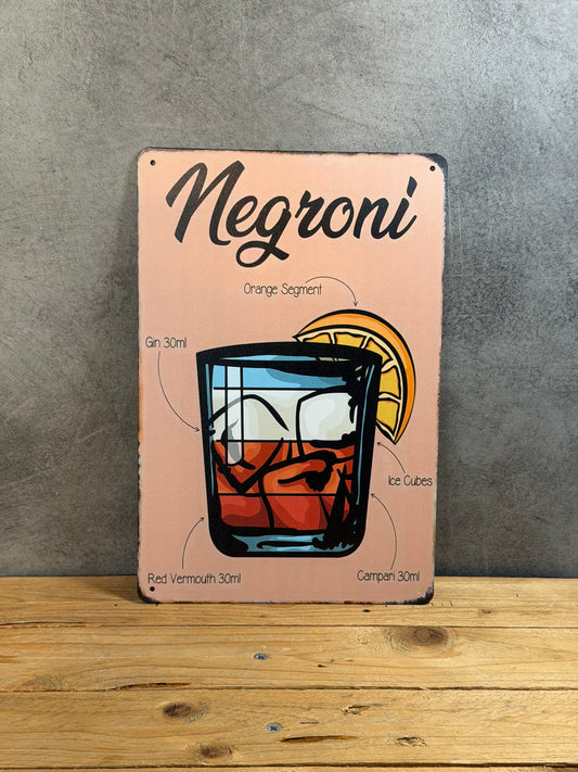 Plaque métal Cocktail Negroni 764