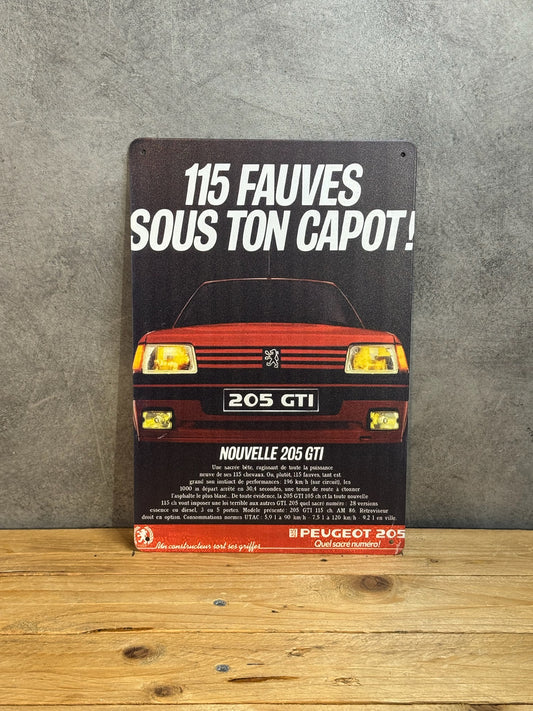 Plaque métal Peugeot 205 GTI 938